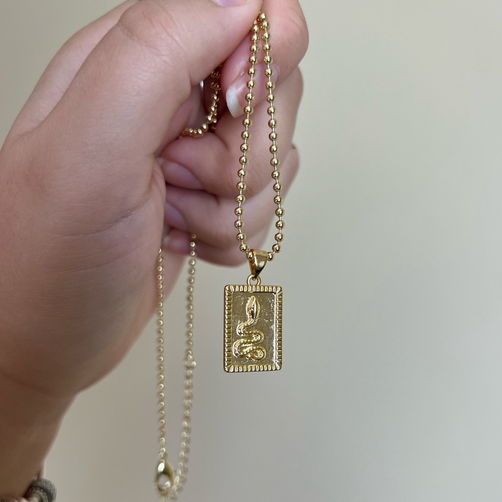 Gold Cobra Necklace Serpent Charm with Chain